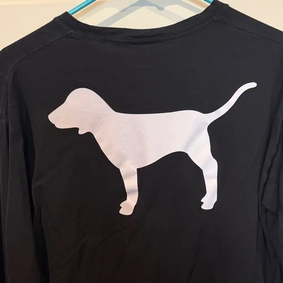 PINK Victoria's Secret Black Long Sleeve Shirt with Logo - Picture 4 of 7